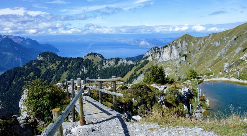 hiking in the Swiss mountains