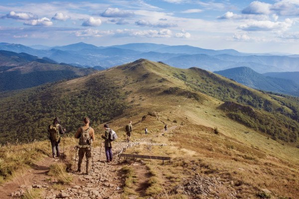 Hikers in Poland on the Main Beskid Trail