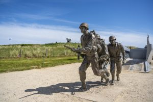 Beeld van landingstroepen op Utah Beach