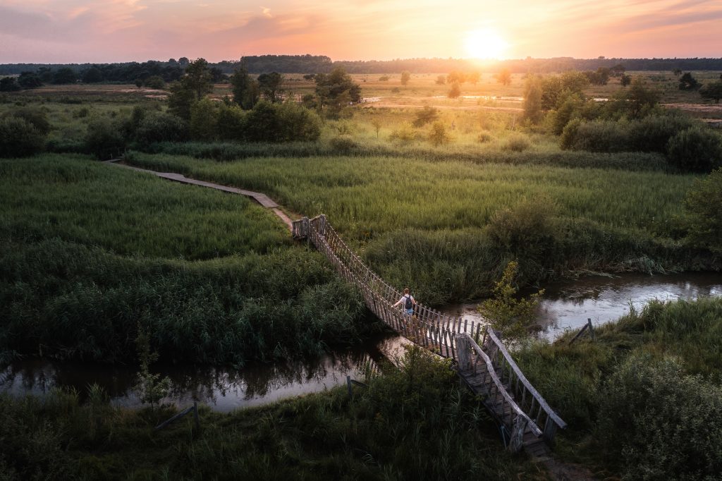 Hangbrug over het Hageven op het Dommelpad