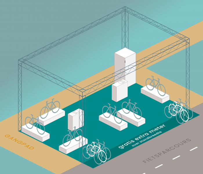 pop-uptent langs het parcours van de E-bike Challenge